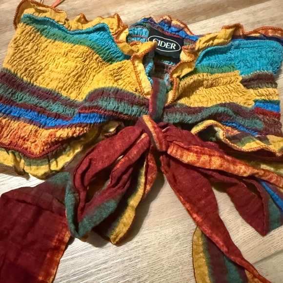 Cider Red and Yellow Color Block Jumpsuit - Picture 6 of 7